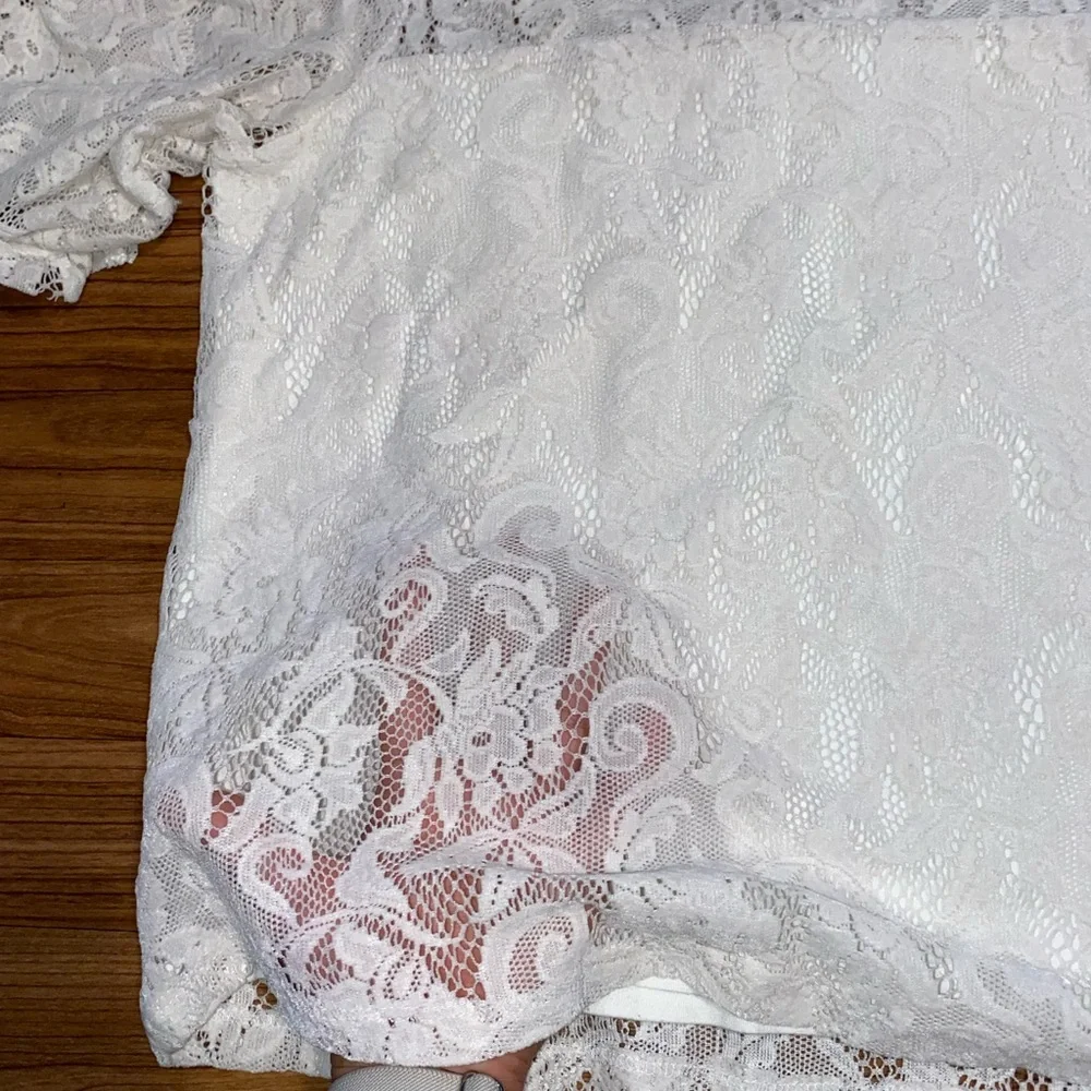 Anthropologie White Puff Sleeve Ruffled Blouse